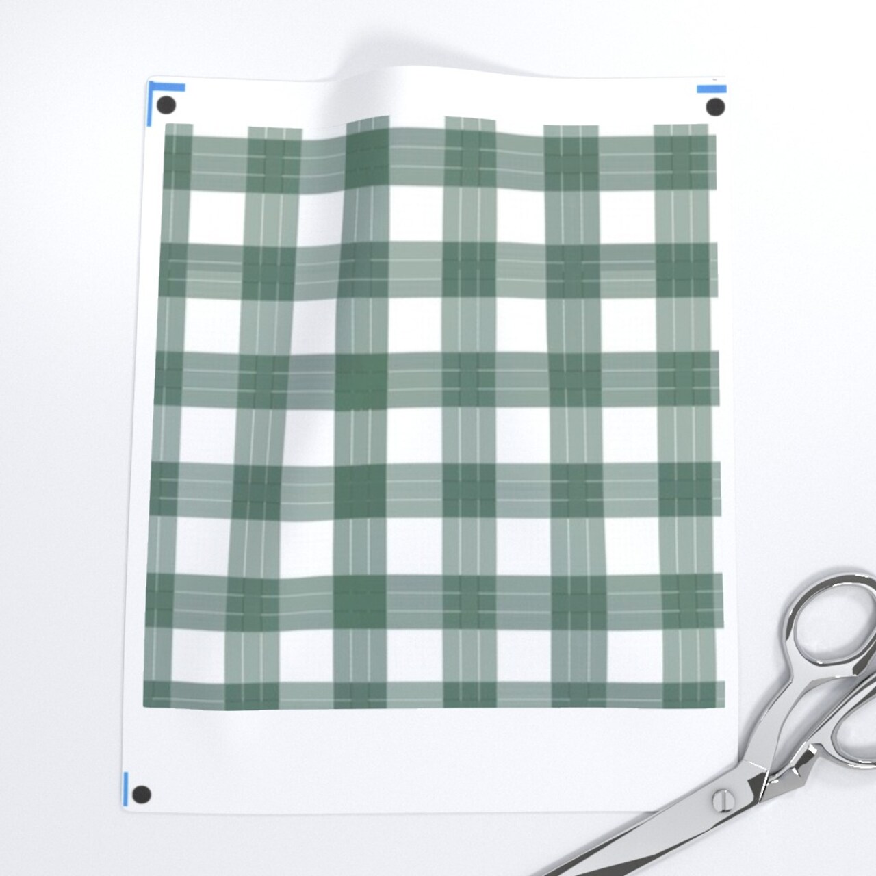 Green Plaid Country Gingham Check Large Picnic Moss Cottagecore Custom Printed Fabric by Spoonflower Various Fabrics by the Yard or Fat Quarter